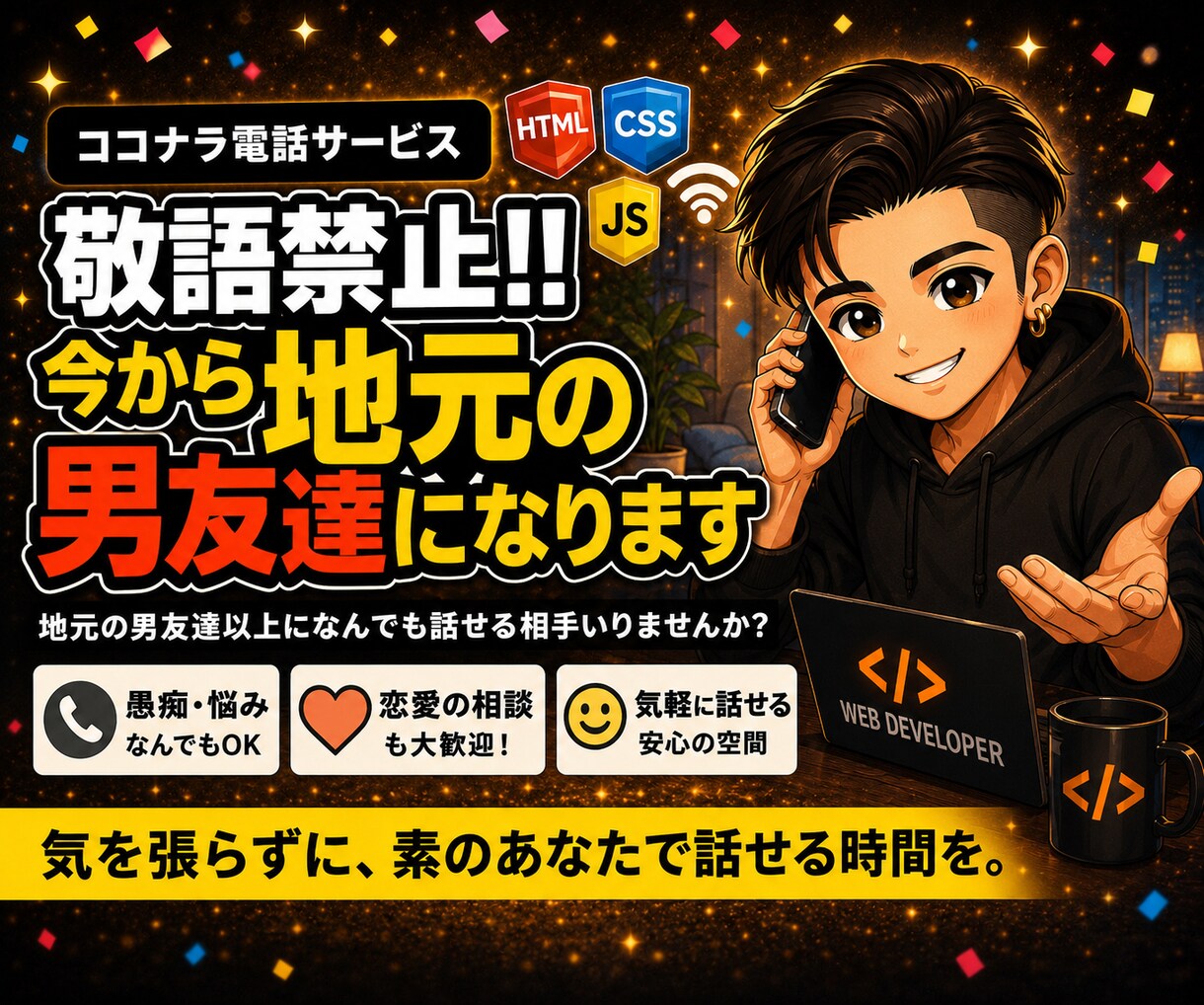 敬語禁止！！今から地元の男友達になります 地元の男友達以上になんでも話せる相手いりませんか？ イメージ1