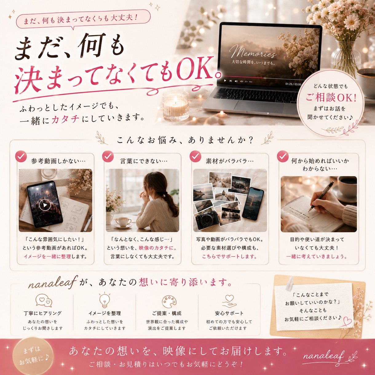 想いと世界観が伝わる動画編集をします 女性クリエイターが丁寧にヒアリング｜幅広いテイストに対応 イメージ9