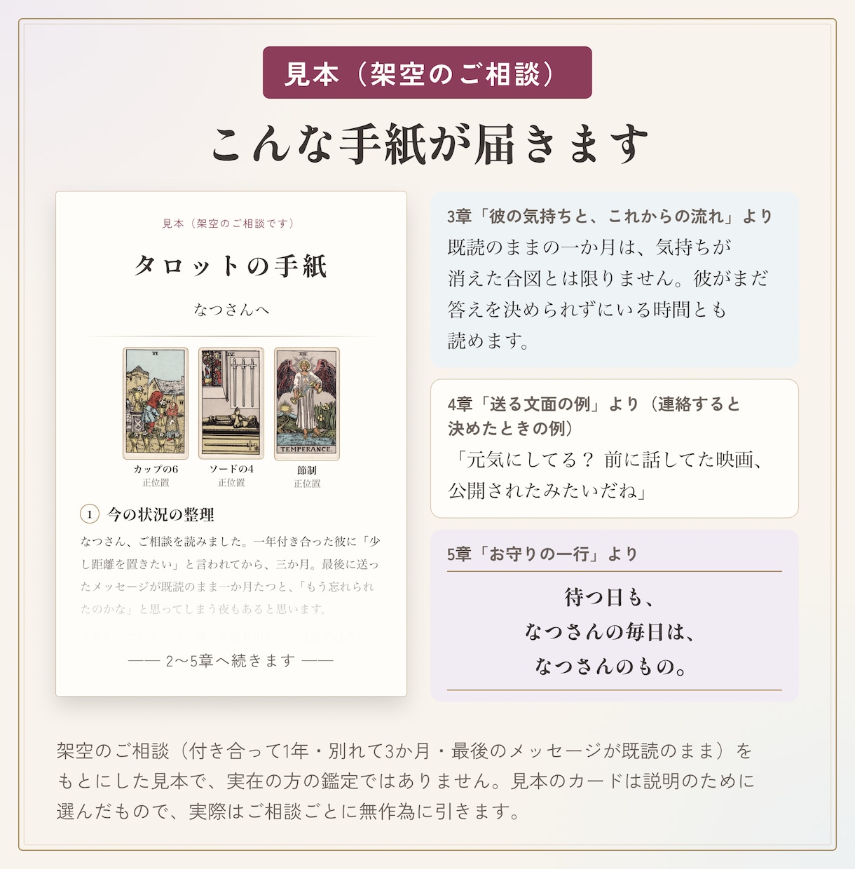復縁｜別れた彼の本音と次の一手を男性目線で占います 音信不通・既読無視にも。送る文面の例つき2200字以上の手紙 イメージ4