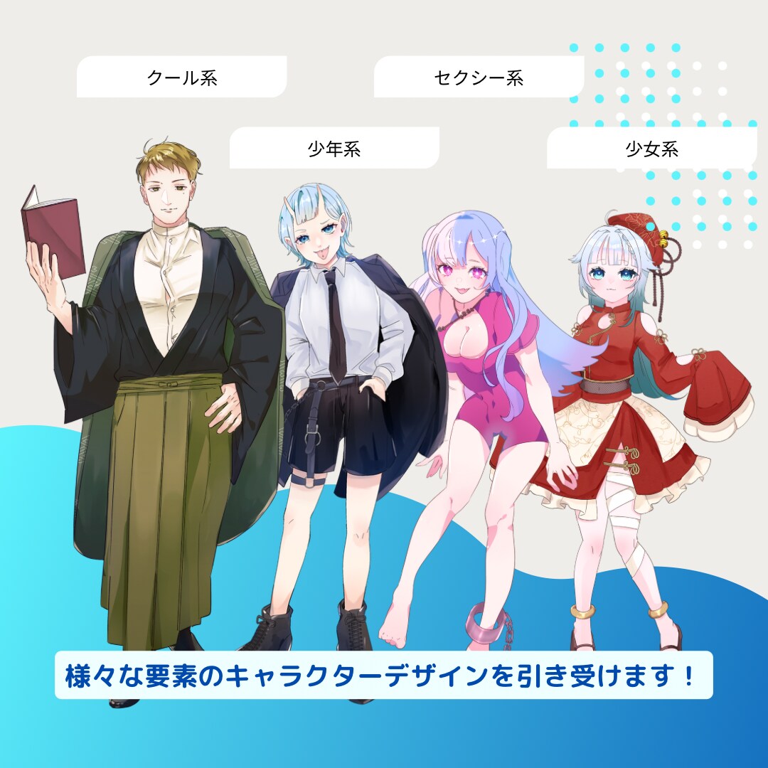 配信などで使える！立ち絵を作成いたします 10体以上の制作実績有！特に男性キャラが得意です！ イメージ3