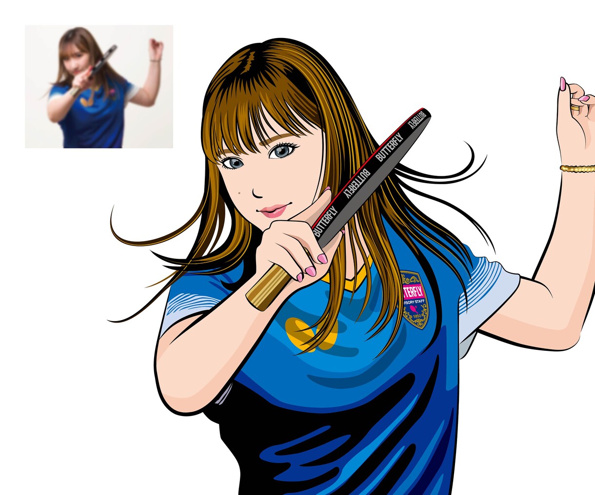 お写真を元に、少し盛って増したイラストお描きします リアル過ぎずアニメ過ぎない、映える美人画・美男子画 イメージ5