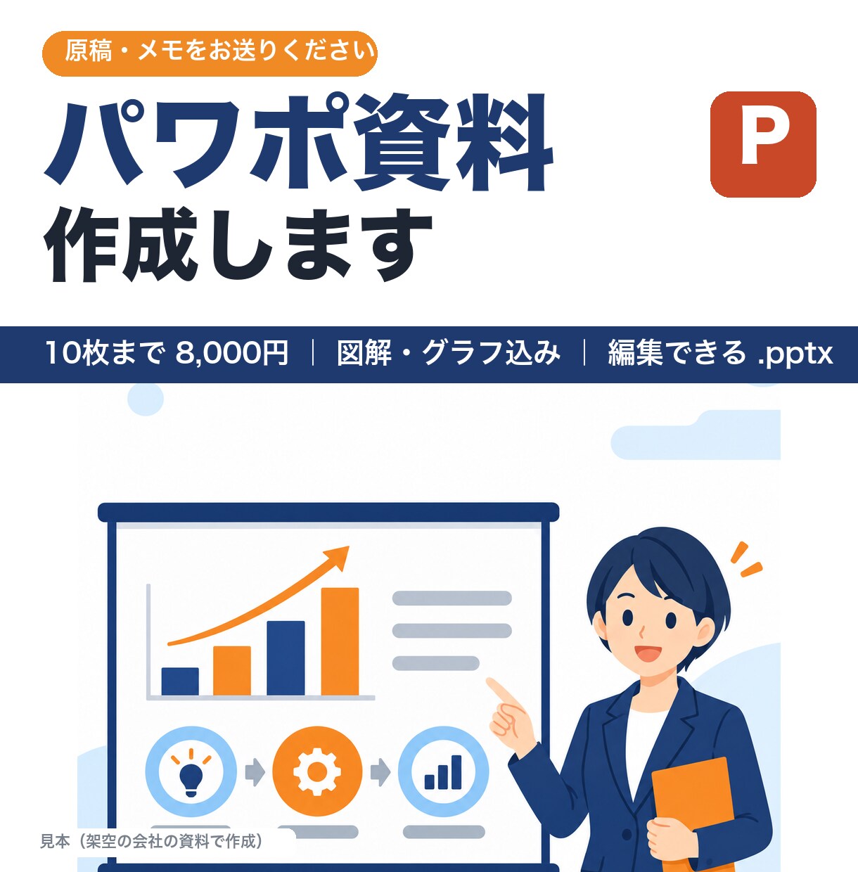 原稿やメモからPowerPoint資料を作成します 構成・図解・グラフまで｜10枚まで｜編集できる形で納品 イメージ1