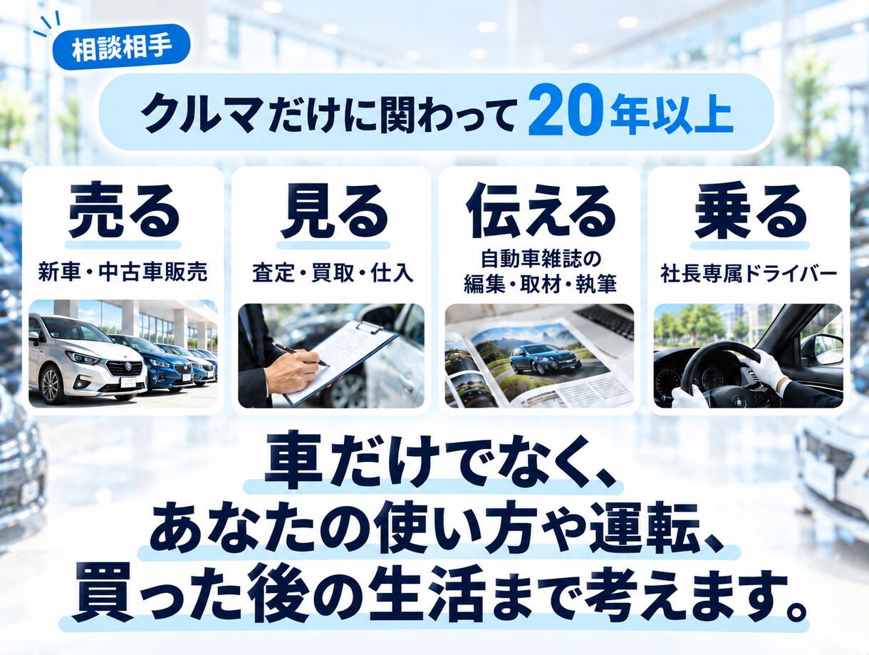 車の購入相談｜プロがその車を買っていいか診断します 中古車＆新車｜あなたの車選びを業界20年の経験からアドバイス イメージ6