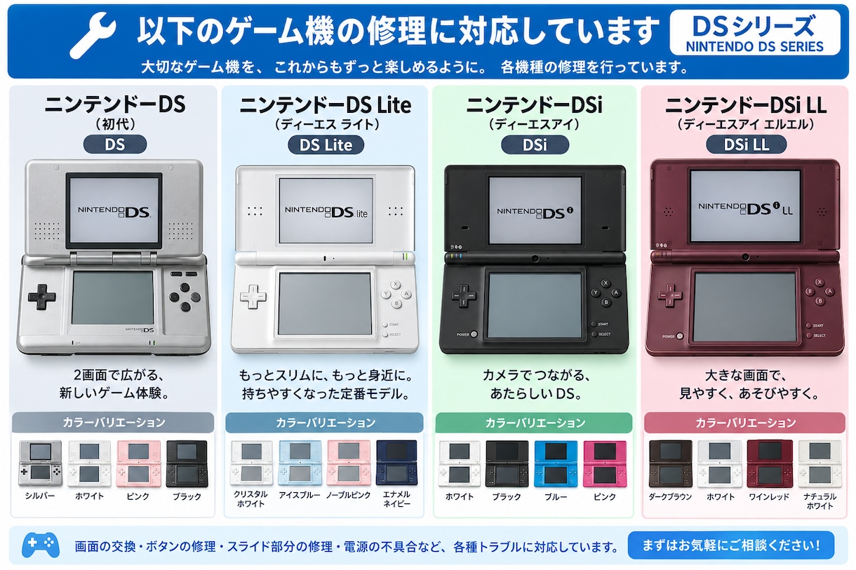 DS／３ＤＳ/２ＤＳシリーズ修理します 動かないジャンクでも可！愛用のDSを復活しませんか？ イメージ1