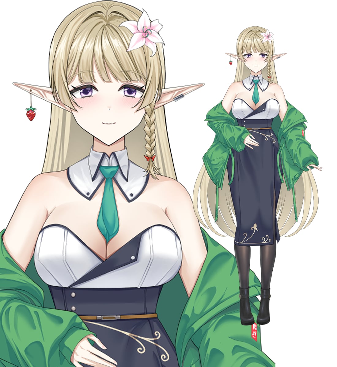 エルフVtubeの立ち絵（完成品）販売します 現代服おっとりお姉さんエルフの立ち絵、販売いたします！ イメージ1