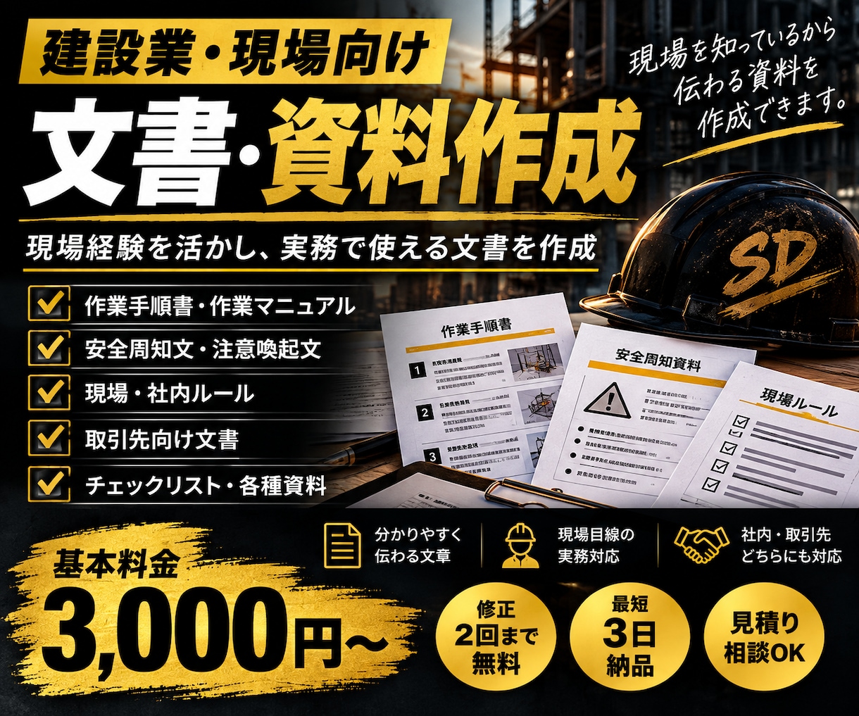 建設業・現場向けの文書を作成します 現場経験を活かし、実務で使える文書を丁寧に作成 イメージ1