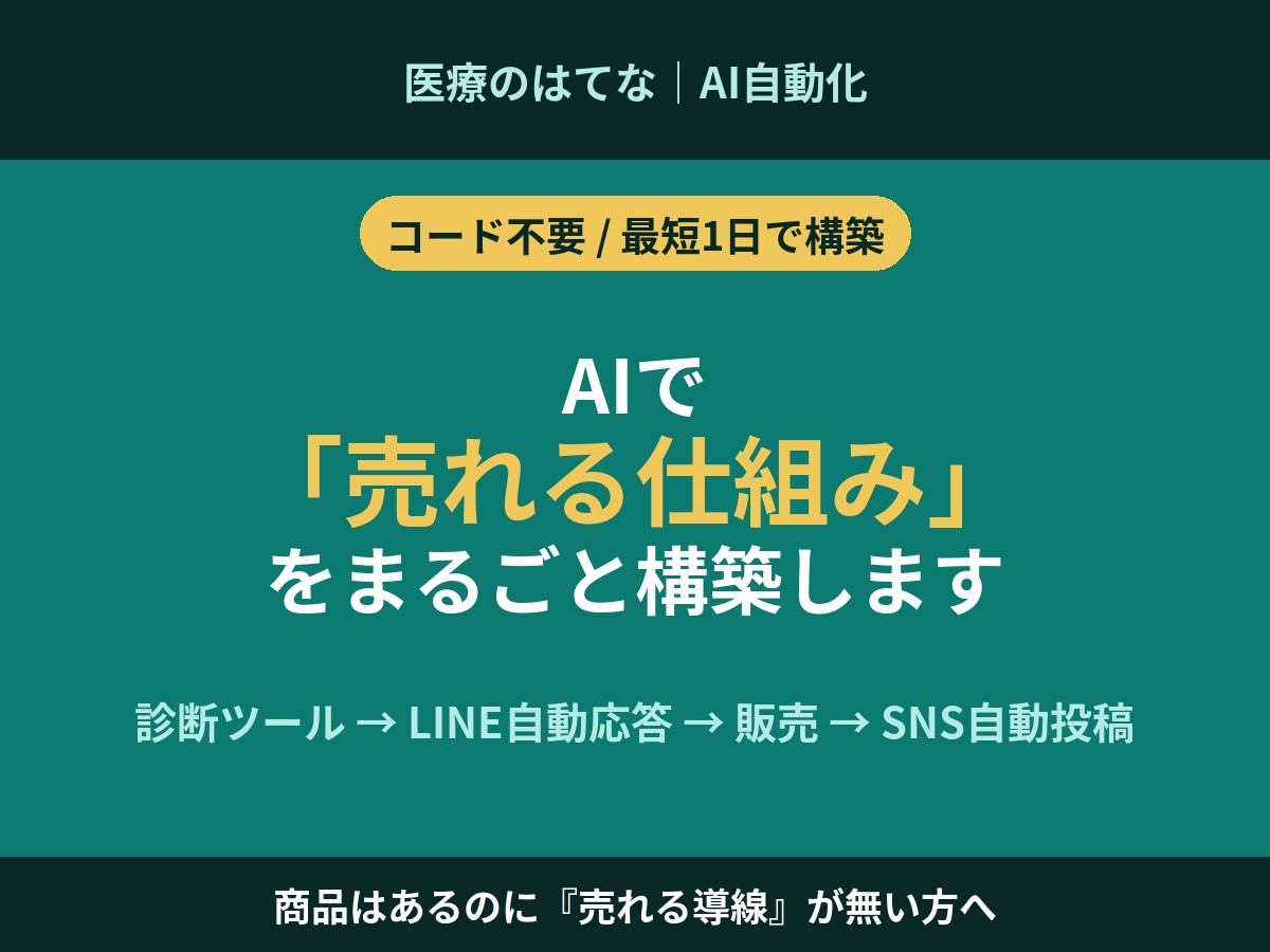 AIで集客〜販売の自動導線を構築します 商品はあるのに『売れる仕組み』が無い方へ。AIで一気に構築 イメージ1