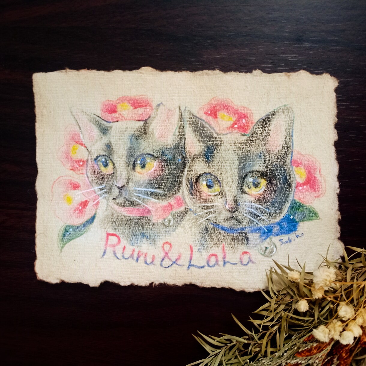 アンティークな雰囲気のペットの似顔絵作成します レトロな風合いがお洒落な色鉛筆の優しい似顔絵 イメージ3