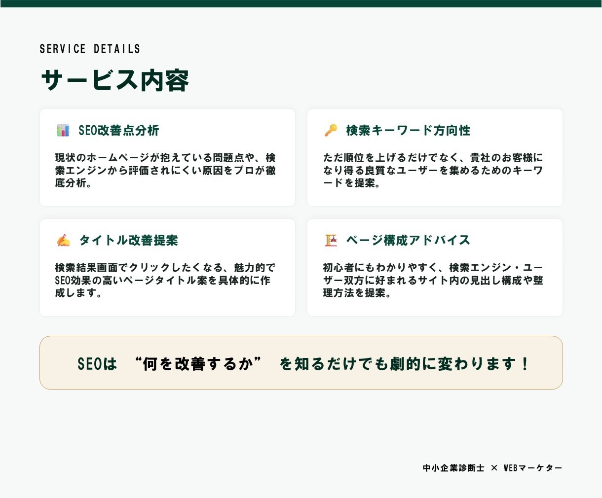 SEO初心者向けに改善点をアドバイスします SEO対策の“最初の一歩”をサポートします イメージ3