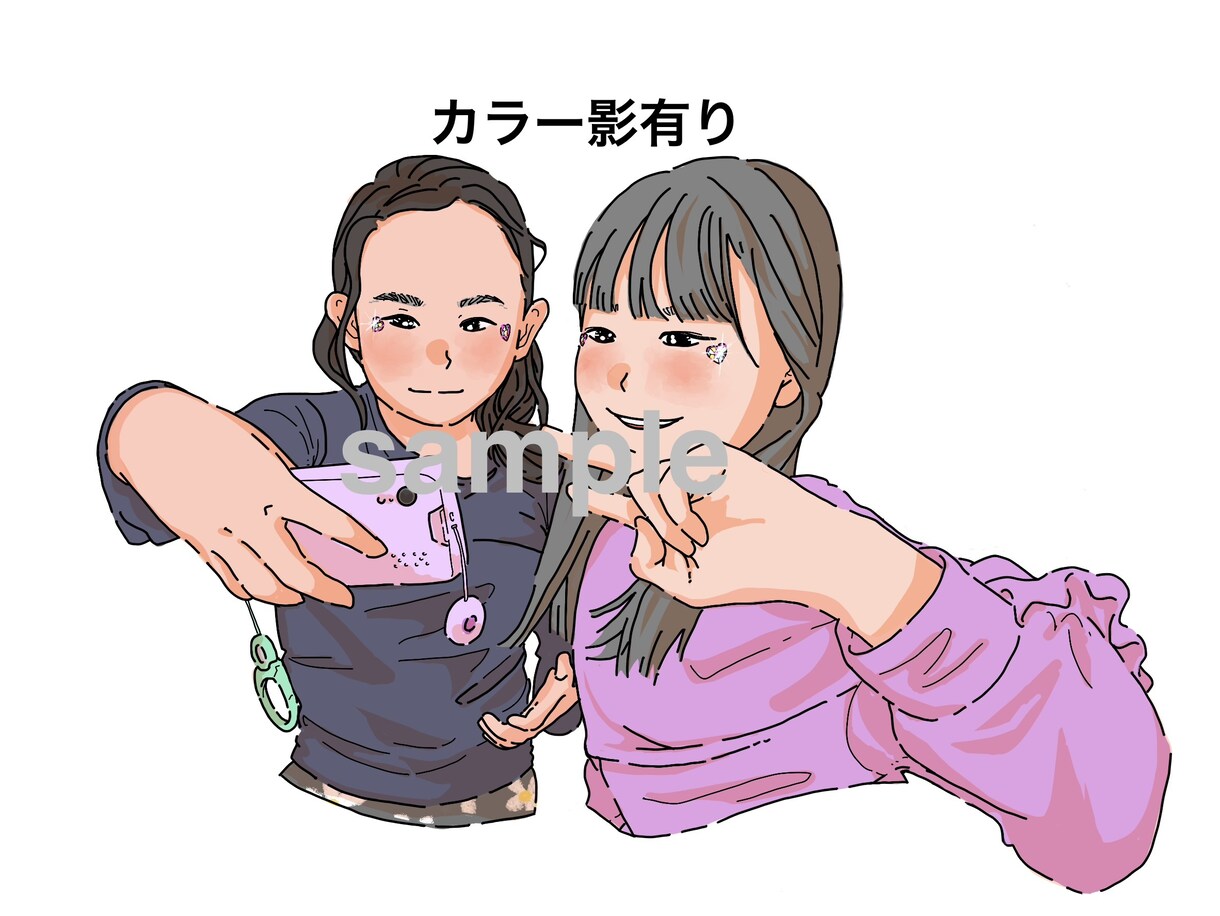 最大5名！似顔絵をシンプルな線画イラストにします お子様や家族の記念写真、カップルイラストなどを記念に！ イメージ3