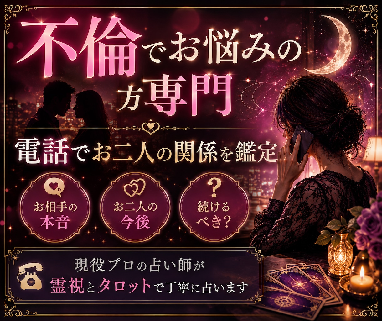 不倫専門|お二人の今後とお相手の本心占います 霊視とタロットで鑑定|お相手の本音/この関係の未来 イメージ1