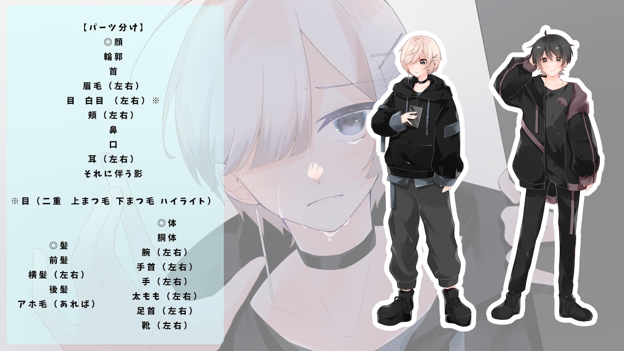 LIVE2dパーツ分けイラスト描きます 可愛いキラキラかっこよく！オリジナルLIVE2dを！ イメージ2
