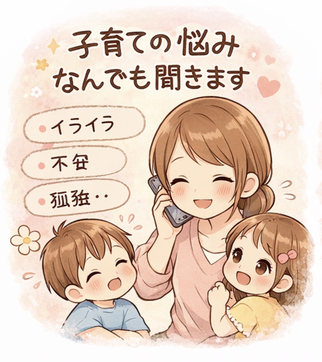 誰にも言えない悩み・愚痴、優しく聞きます 育児・人間関係・恋愛など何でもOKです イメージ1