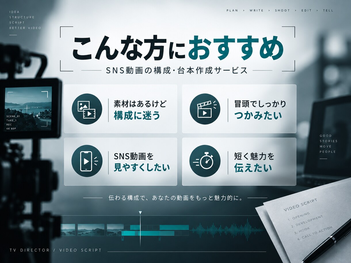 SNS動画の構成・台本作ります 現役テレビDが伝わる動画設計をします イメージ3