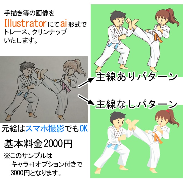 Adobeイラストレーターよるパスでトレースします 手描き等の画像を丁寧にクリンナップ、トレースします イメージ2