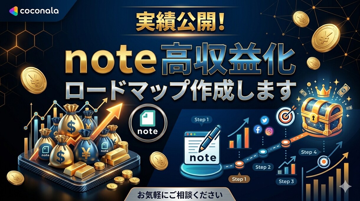 実績公開！note高収益化ロードマップ作成します note高収益化ロードマップ｜月100万を目指す実践的戦略 イメージ1