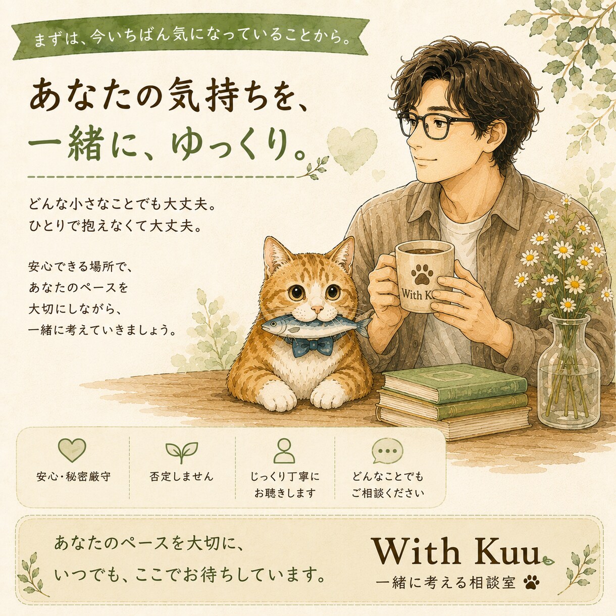 誰にも言えない悩みをゆっくりお聴きします 「答えを急がず、あなたのペースで一緒に整理します イメージ5