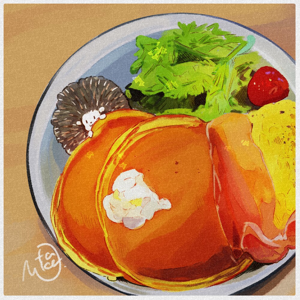 ハリネズミと美味しい食べ物の絵を描きます 可愛くてちょっぴりファンシーなインテリアに(食べ物のみ可) イメージ1