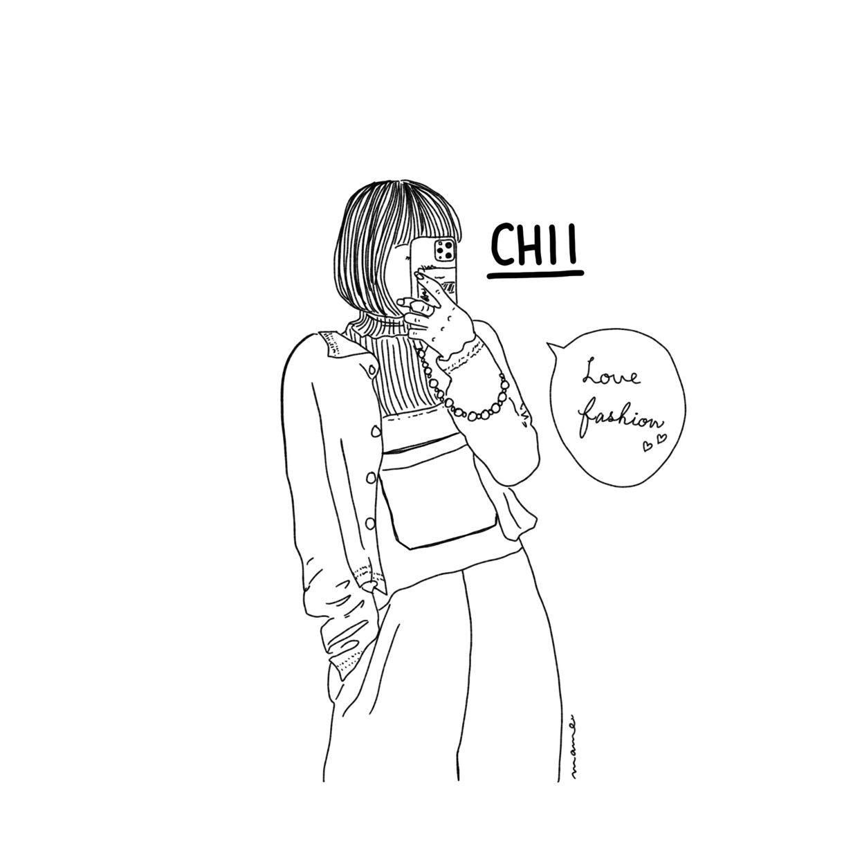 おしゃれアイコン描きます InstagramなどSNSでトレンドの線画イラスト イメージ2