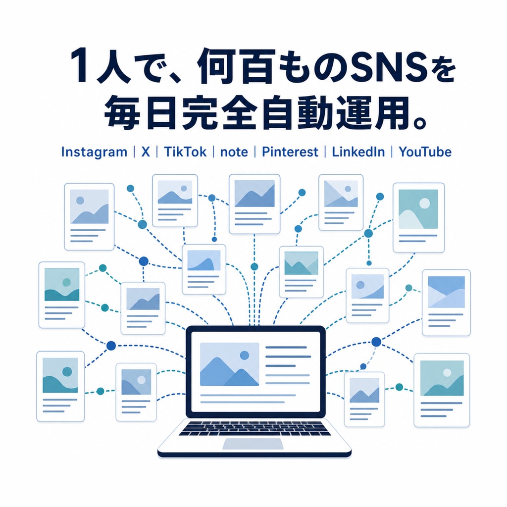 法人向けSNS完全自動運用システムを構築します 1人で何百ものSNSを毎日完全自動運用｜7媒体・OEM対応 イメージ1