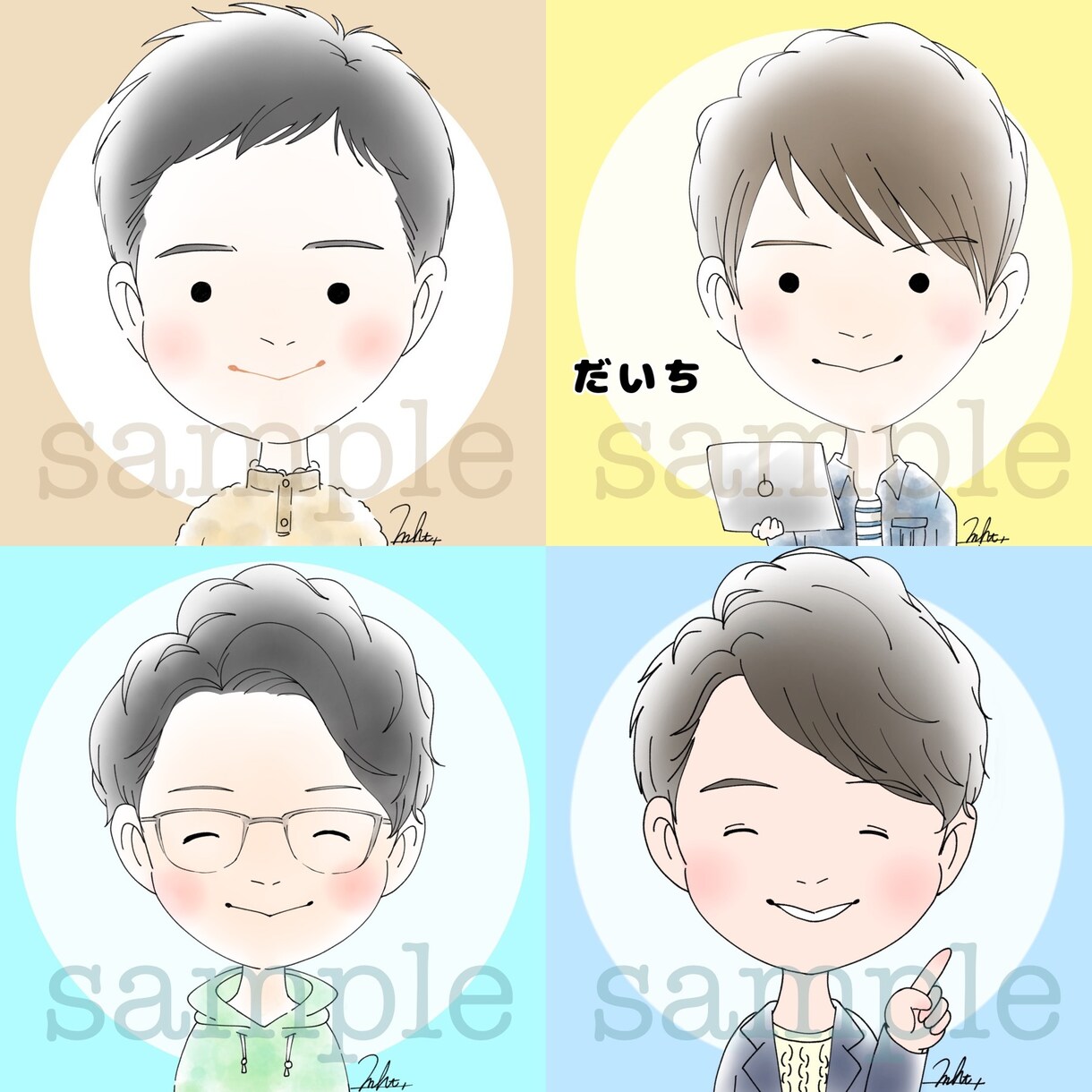 優しい印象を与える似顔絵アイコンお描きします 商用利用◎オプションでグッズ販売も対応可◎ イメージ4