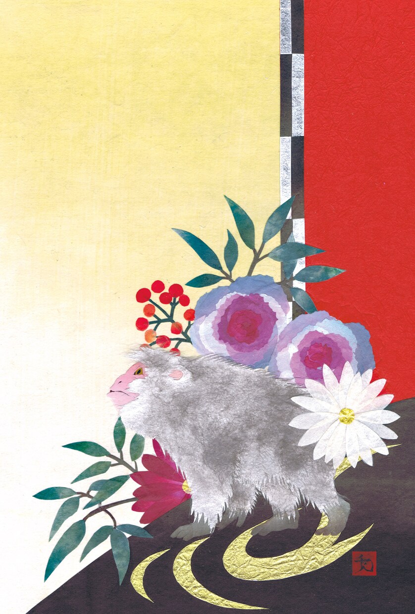A4サイズ-和紙貼り絵イラスト制作承ります 【鳥・動物・自然をテーマにしたほっこり和風貼り絵イラスト】 イメージ5