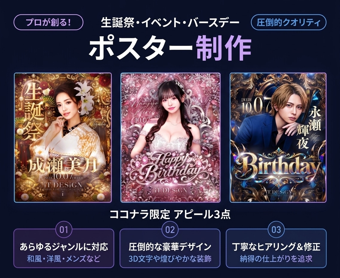 誕生日・バースデーポスター制作します 誕生日・バースデーポスターを高級感＆ギラギラ系で制作 イメージ6