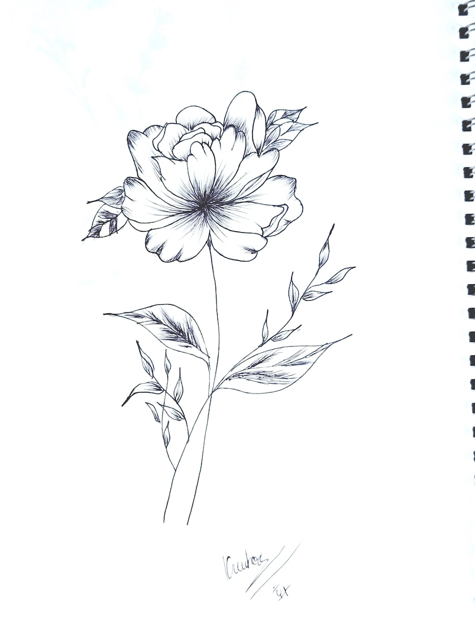 繊細な植物・ボタニカルのタトゥーデザイン画描きます 独学ならではの温かみのある植物線画。タトゥーやアイコンに イメージ3