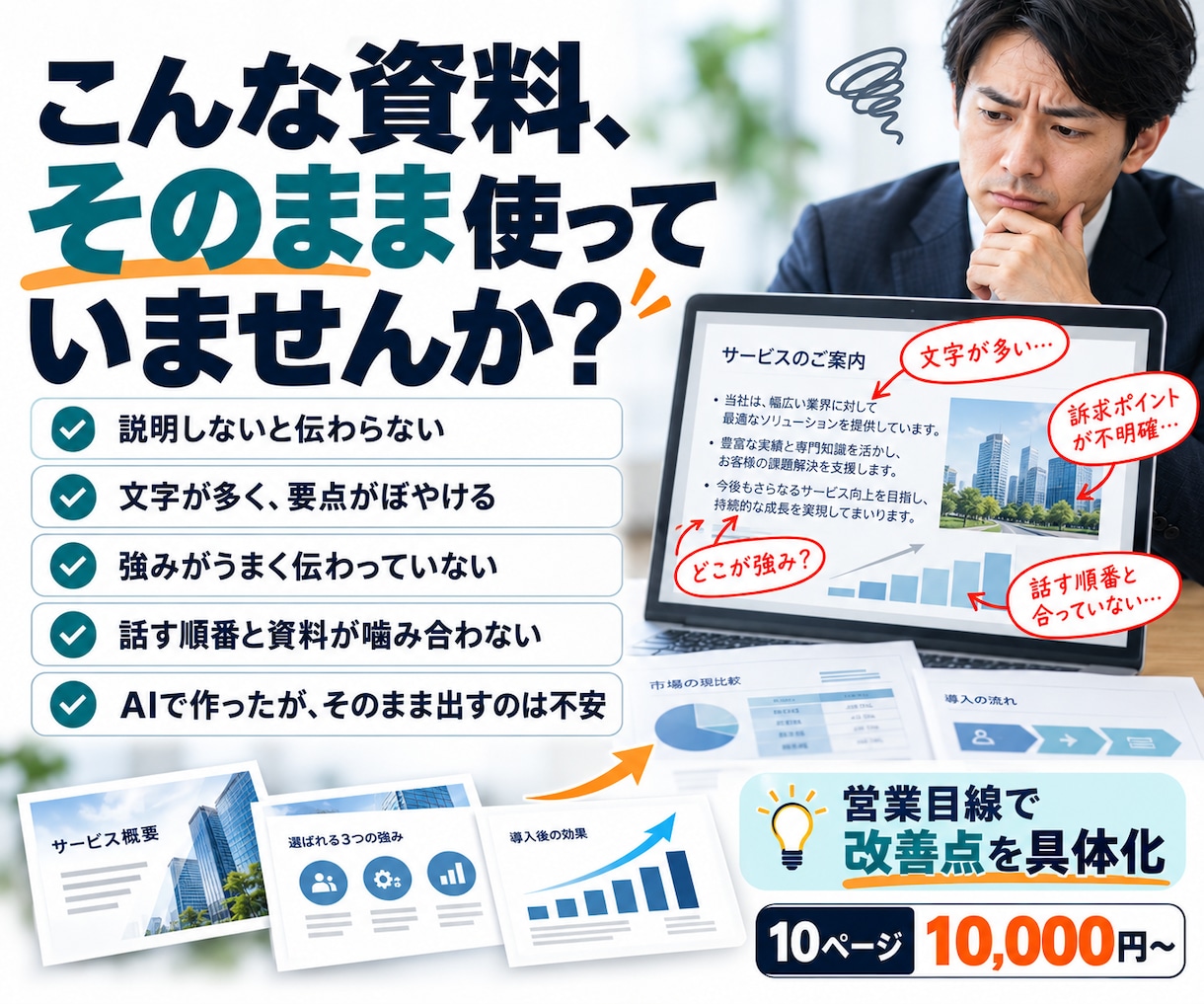 営業資料をプロ目線で診断・改善提案します 3,000社超の商談経験から、刺さる資料へ改善します イメージ2