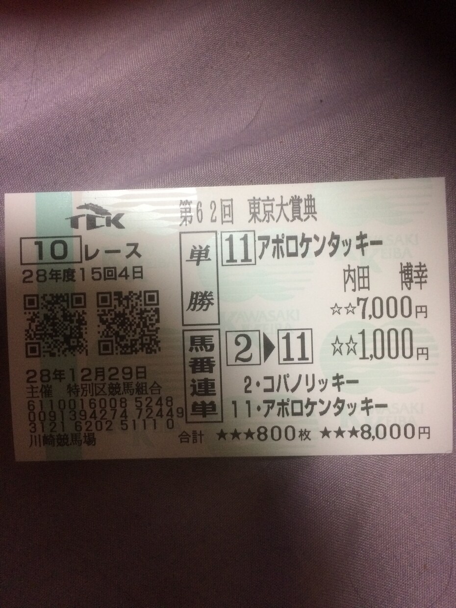 シンプルイズベスト 単勝馬券 イメージ1