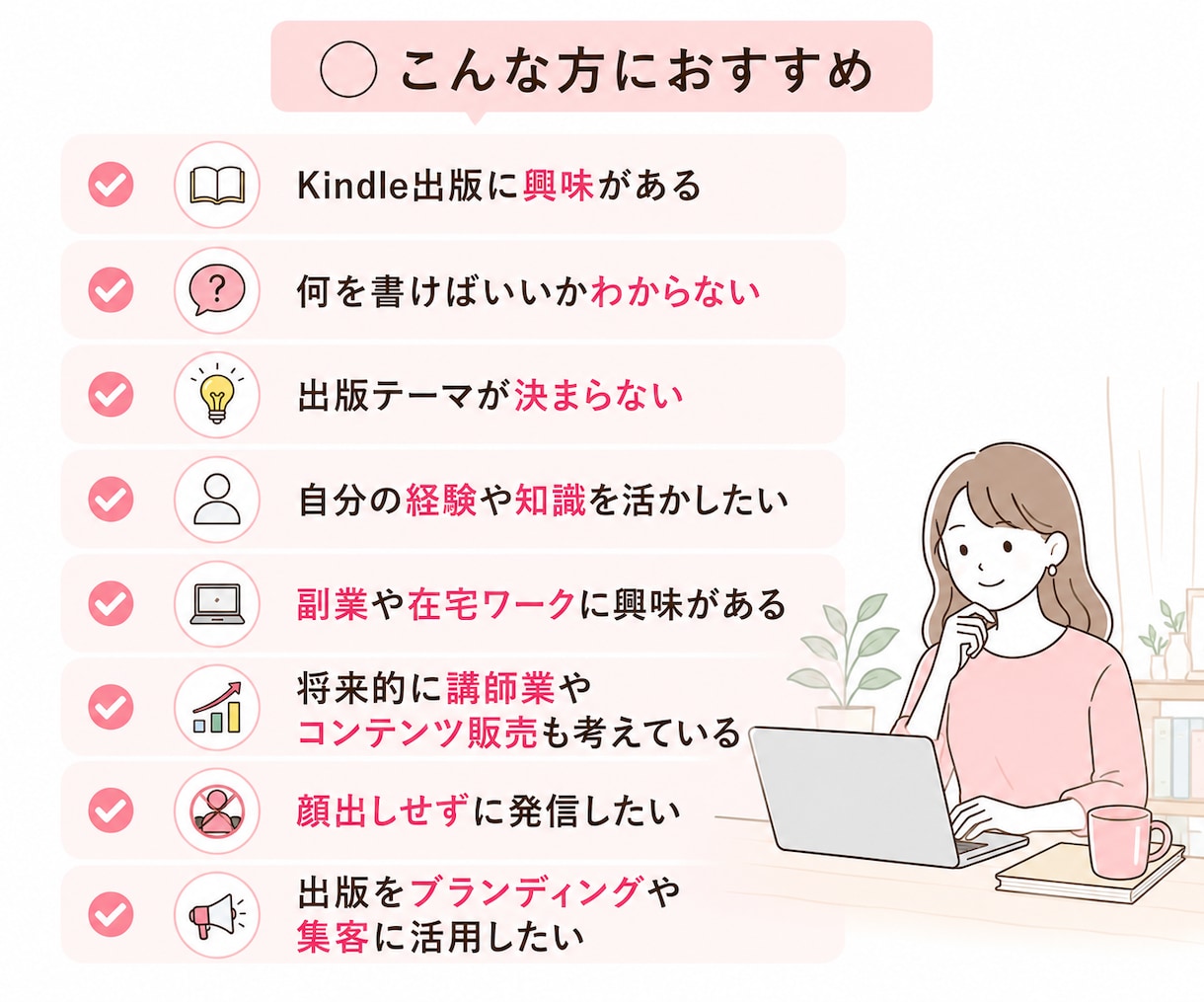Kindle初心者｜何を書くか一緒に考えます あなたの経験を本のテーマに整理 イメージ3
