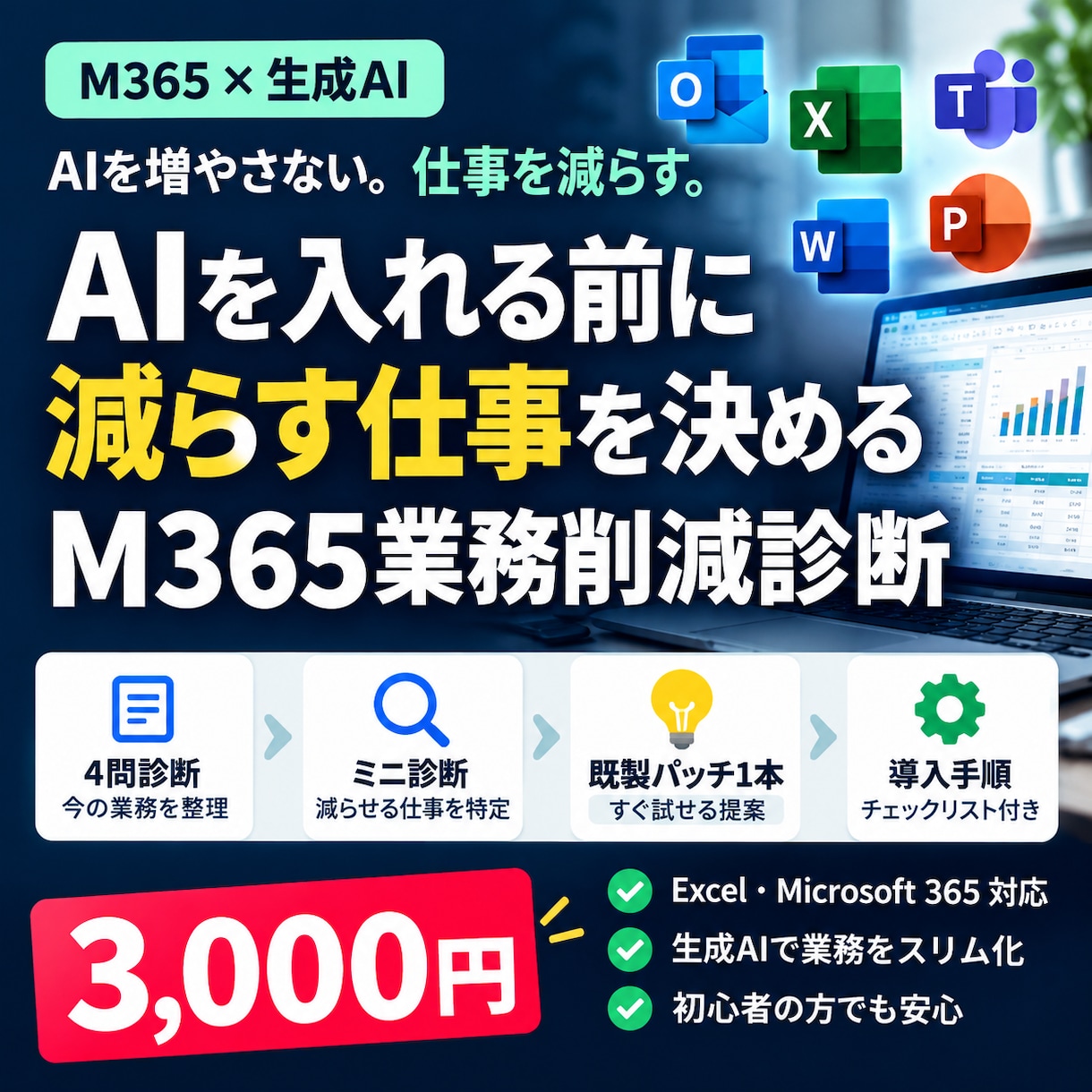 M365で減らせる業務を診断します AIを増やす前に、まず減らす仕事を見つけます イメージ1