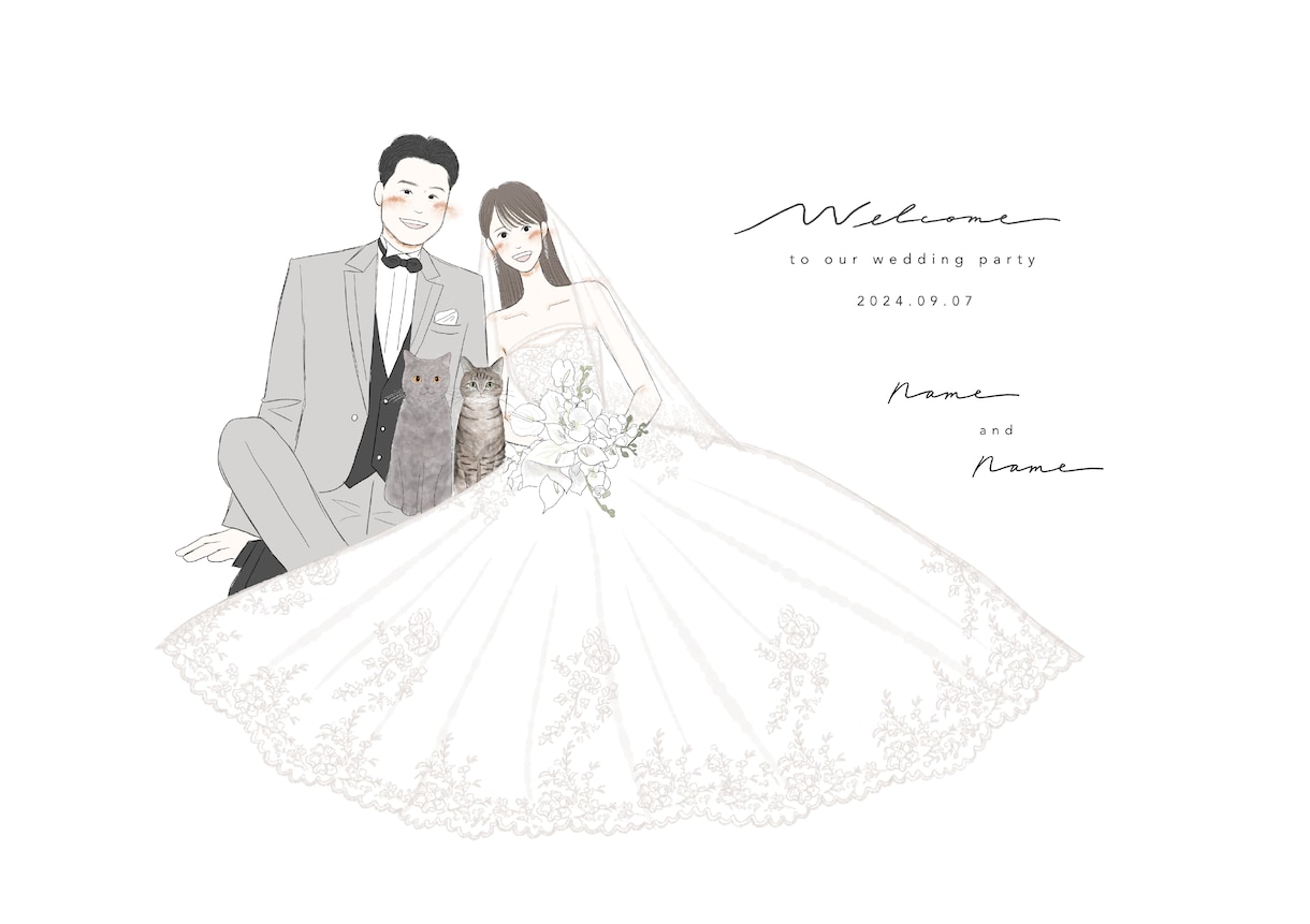 即対応◎！ゆる〜い大人可愛いウェディング描きます ウェルカムボード・結婚式アイテム・プレゼント・記念にも イメージ6