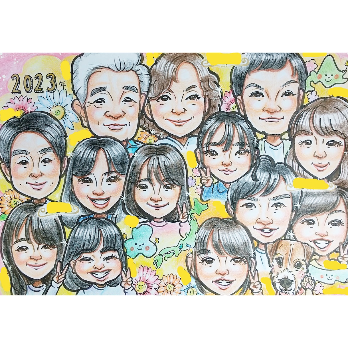10名様以上☆ほっこりかわいい似顔絵描きます 大人数がお得！還暦・古稀・米寿・傘寿お祝い/プレゼントに♡ イメージ3