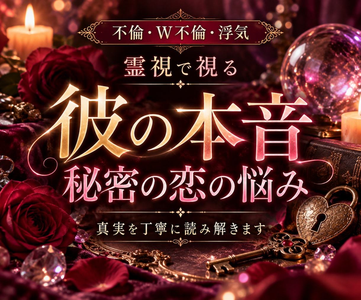 彼の本音を読み解き、秘密の恋の悩みを導きます 不倫・W不倫・浮気の本音と真実を丁寧に霊視する複雑恋愛鑑定 イメージ1