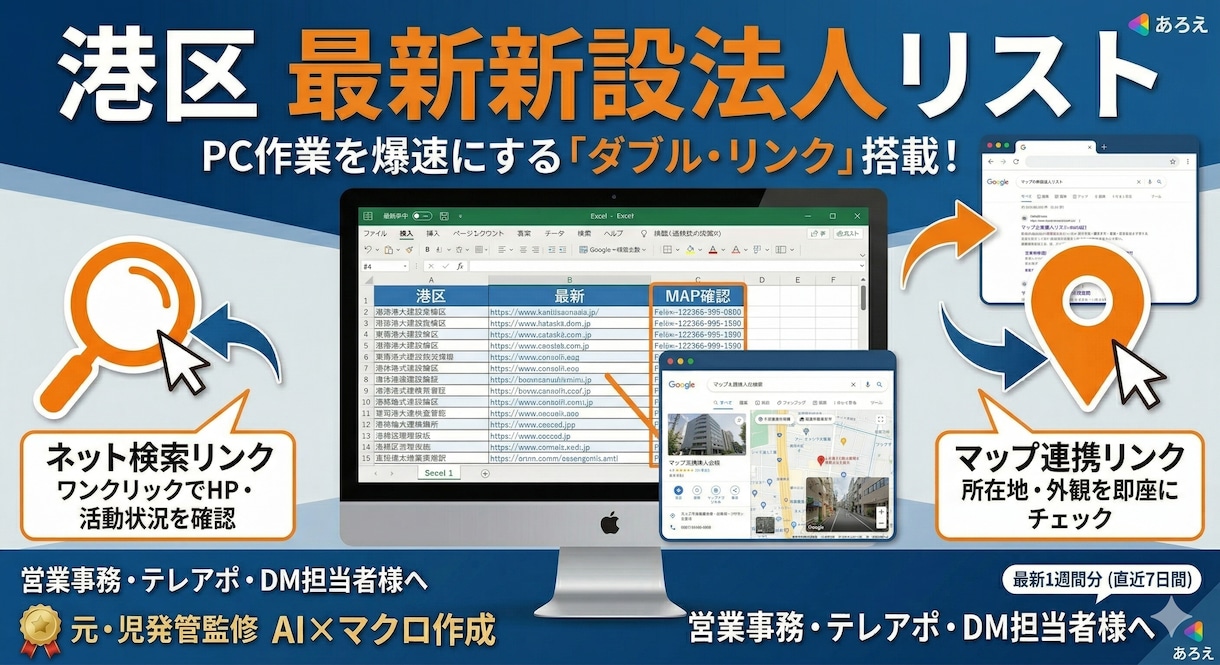 港区の最新新設法人リストを提供します 【港区最新】マップ連携で即営業できる新設法人リストを提供 イメージ1