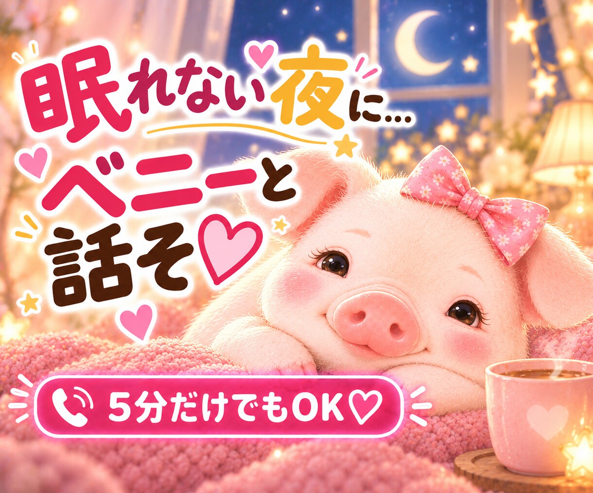 眠れない夜♡誰かと話したいあなたのお話お聞きします まとまってなくても大丈夫♡5分だけのおしゃべりも大歓迎 イメージ1
