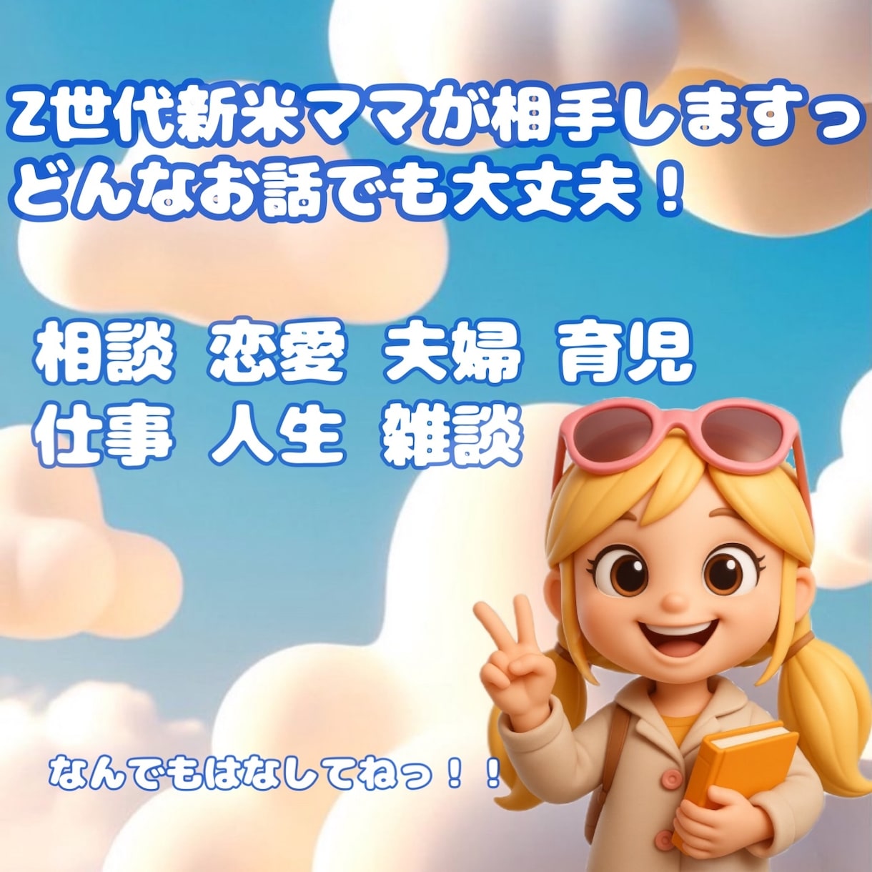 20歳の女の子になんでもはなして！お相手します Z世代新米ママになんでも話しちゃってー！！30分即レス イメージ1