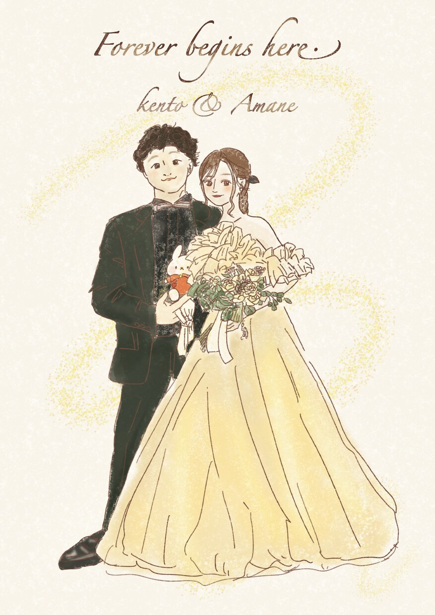 あたたかみのあるウェディングイラスト描きます ほんわかあたたかい色合いの絵を記念に飾りませんか？ イメージ1