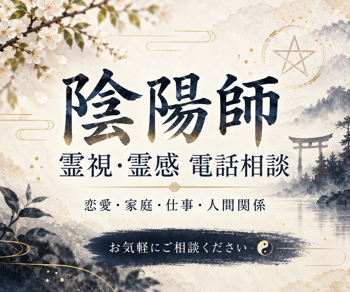 陰陽師が霊視・霊感で人生のお悩みを伺います 神道・陰陽道の修行を重ね、あなたの迷いに誠実に向き合います イメージ1