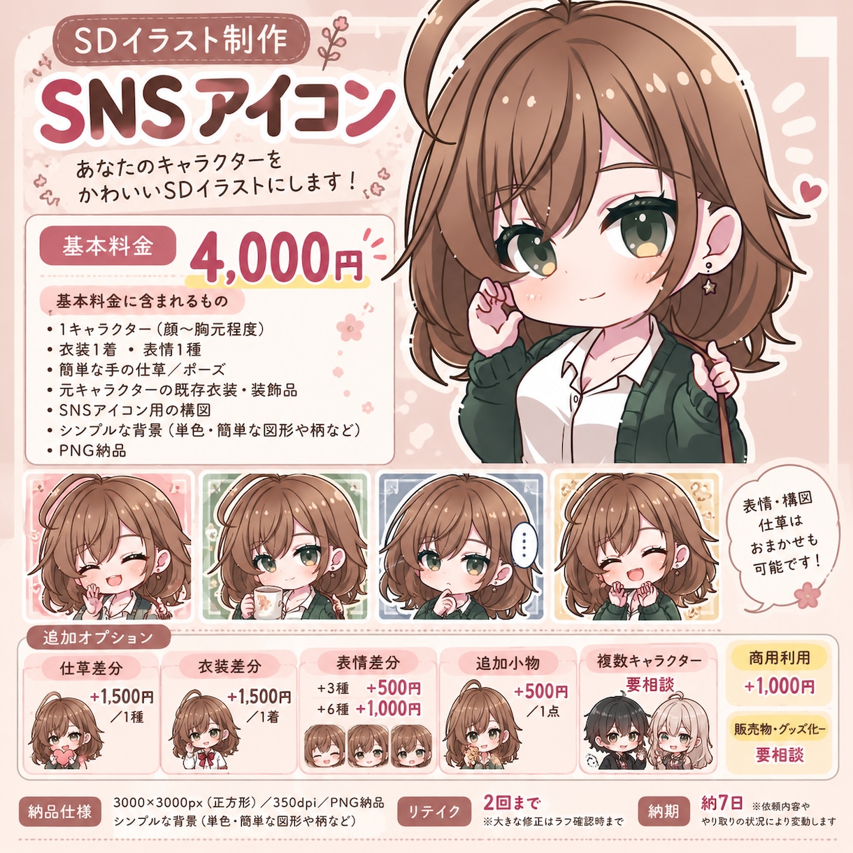 キャラクターを可愛いSDアイコンにします 特徴を大切に、その子らしさをぎゅっと描きます イメージ2