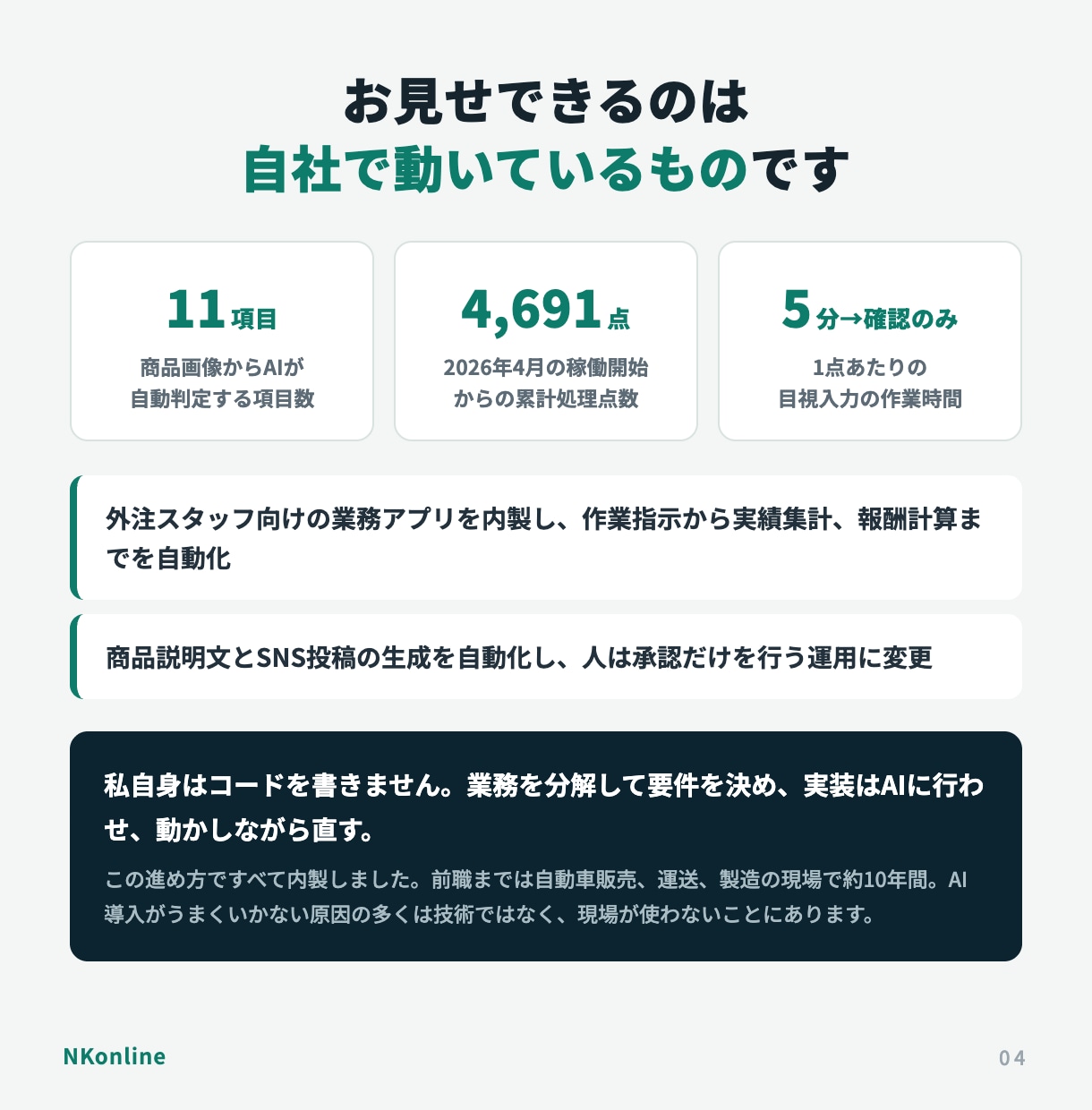 中小企業のAI顧問として月額で伴走します 月5万円で、AI導入の相談相手が毎月そばに イメージ4