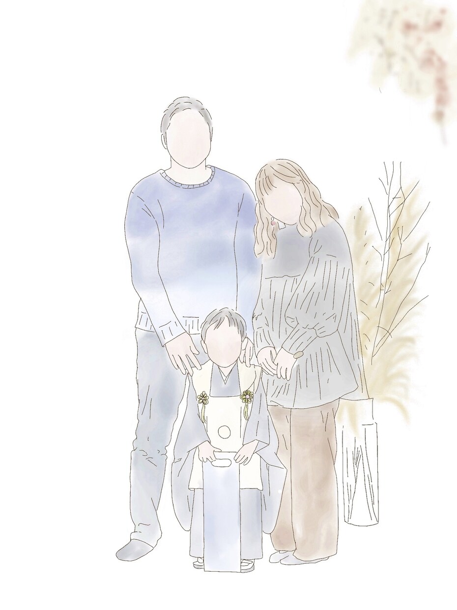 写真をもとに線画ニュアンスイラスト描きます じんわり柔らかい雰囲気に♡家族写真やウェルカムボードなど○ イメージ9