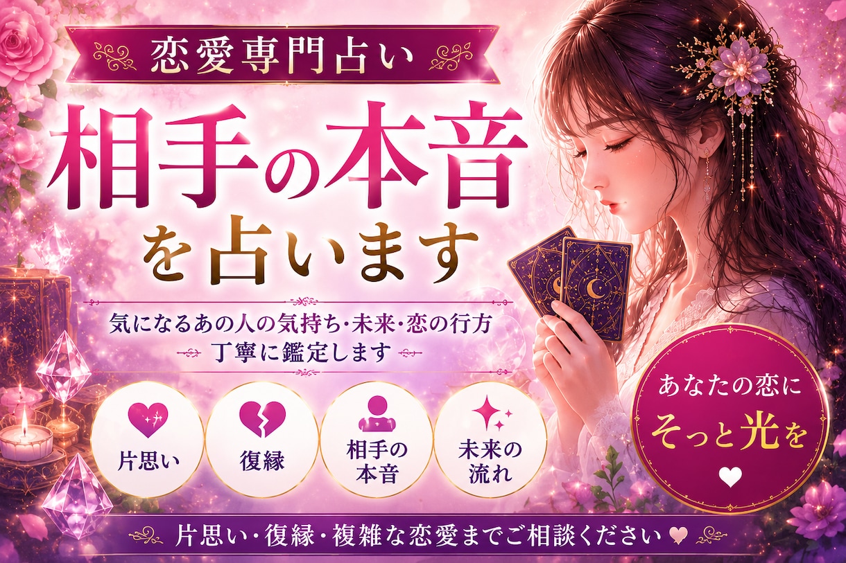 相手の本音鑑定ます あなたの恋にそっと光を相手の本音と未来を丁寧に鑑定します。 イメージ1