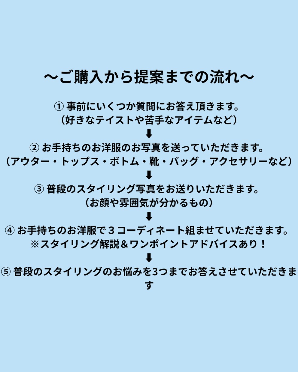 トライアル！似合わせコーディネートを提案いたします お手持ちのお洋服の中でベストなスタイリングを3つご提案！！ イメージ2