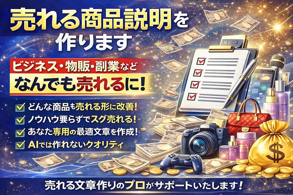 売れるメルカリ商品説明作ります 売上400万＆車、バイク、ブランド品、販売実績あり。 イメージ2