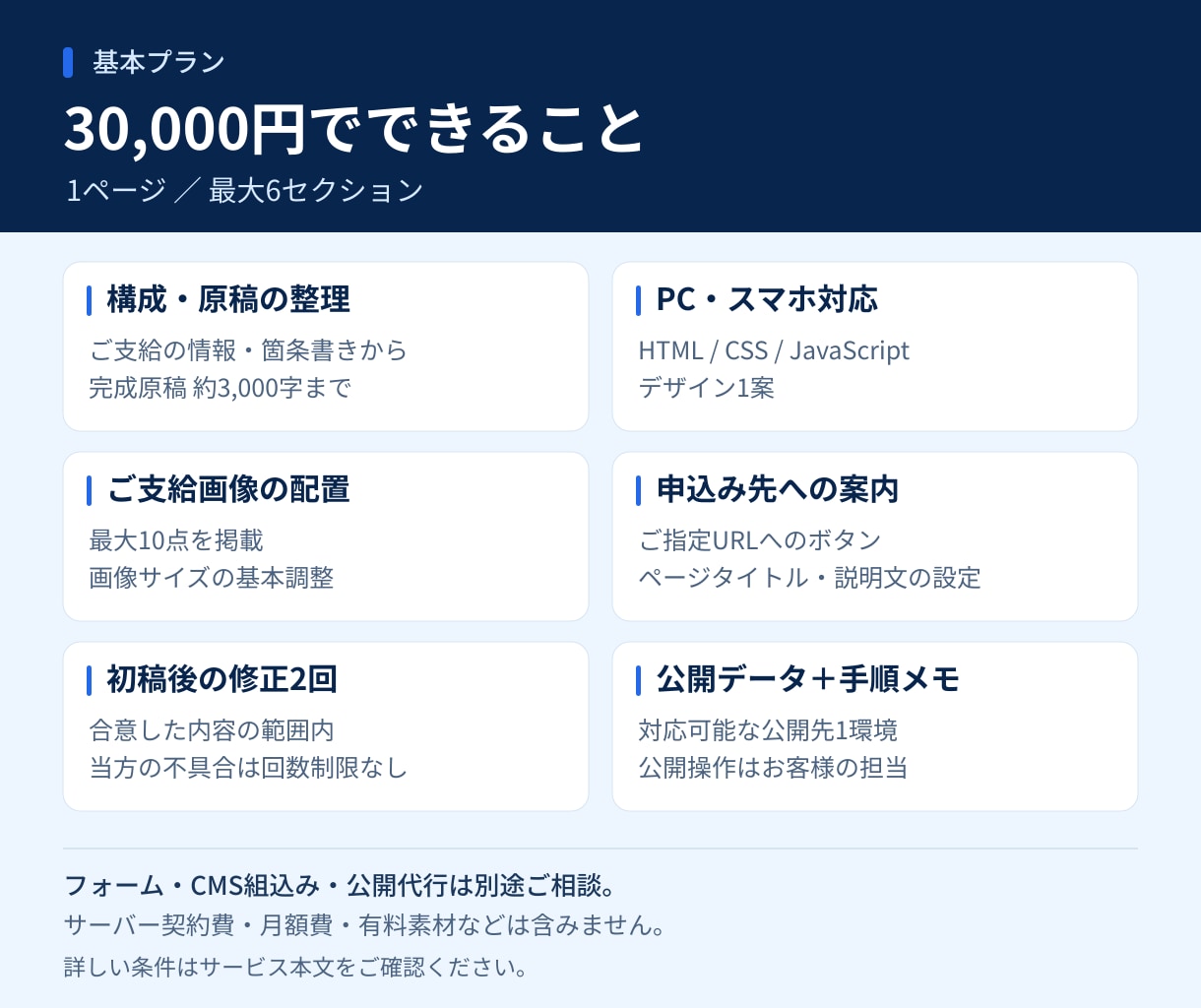 商品・サービスの申込みLPを制作します 原稿は箇条書きでOK／構成・スマホ対応・公開手順まで イメージ4