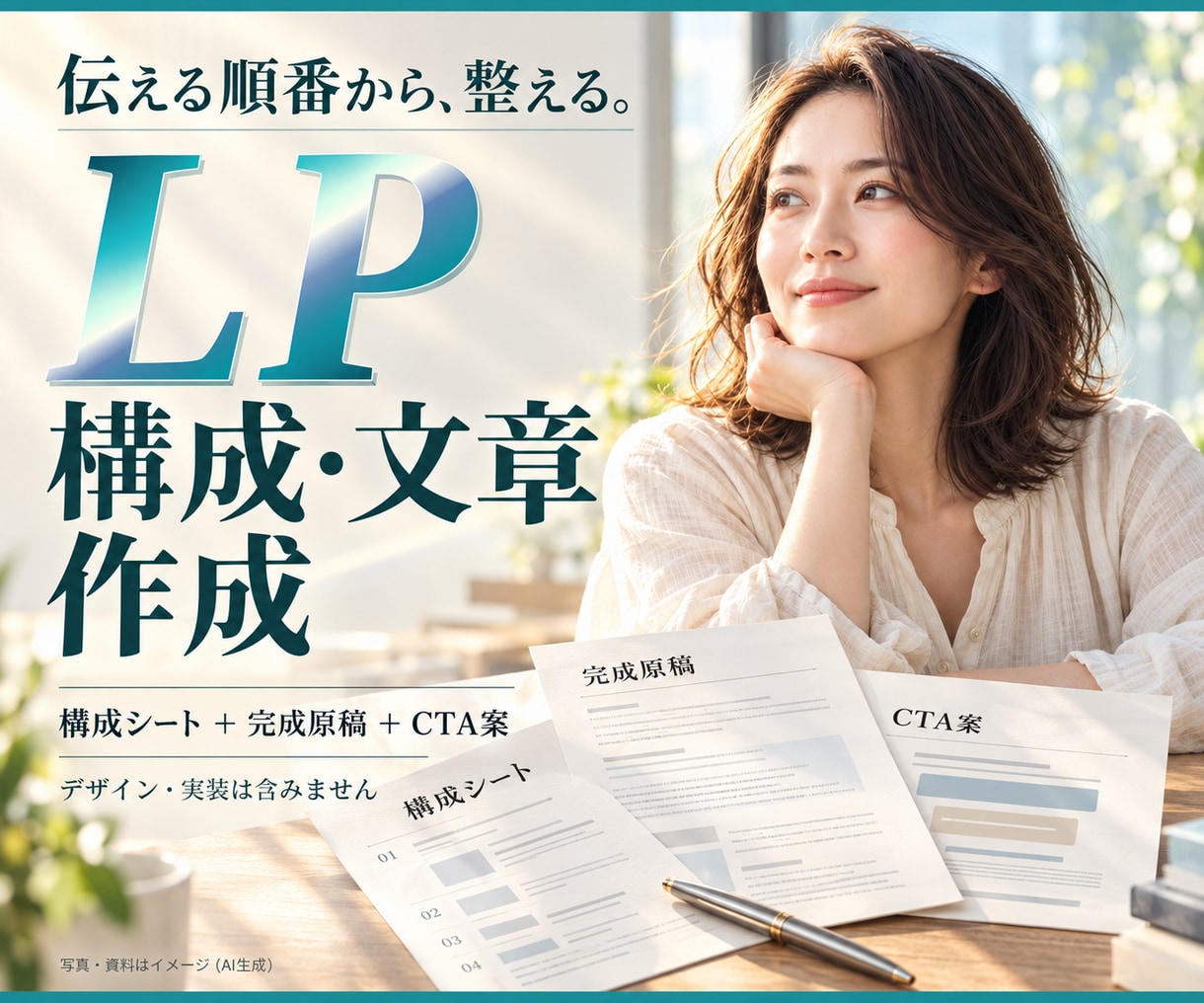 LPの構成と文章を資料から作ります 箇条書きから、制作担当に渡せる構成と原稿へ イメージ1