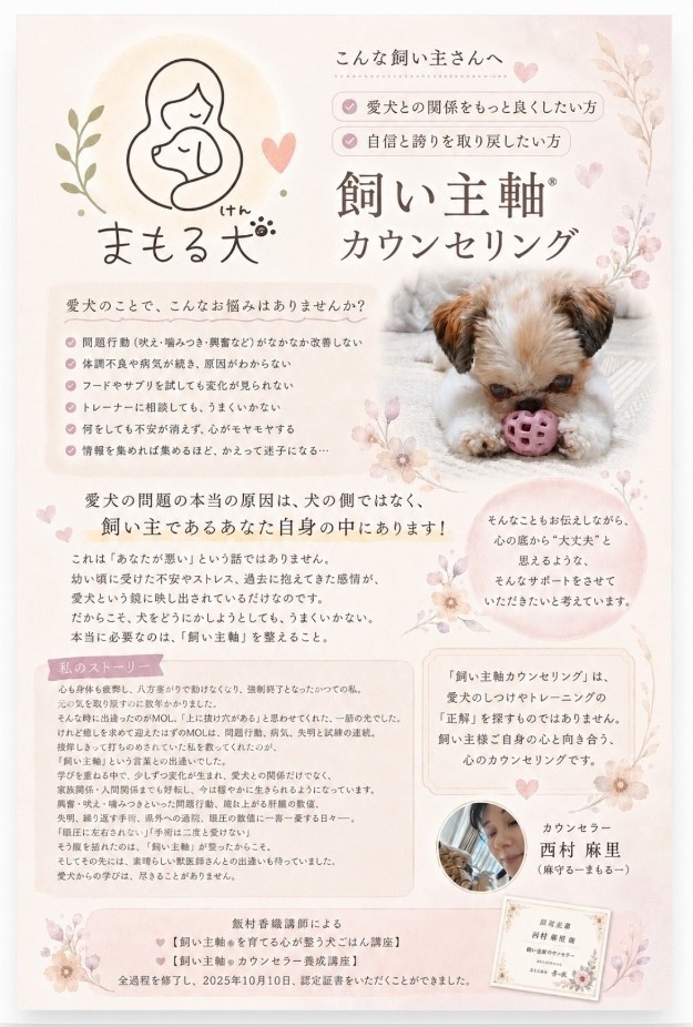 飼い主さん自身の軸を整えるお手伝いをいたします 『飼い主軸』を整えることで、愛犬との関係や人生の好転を目指す イメージ1