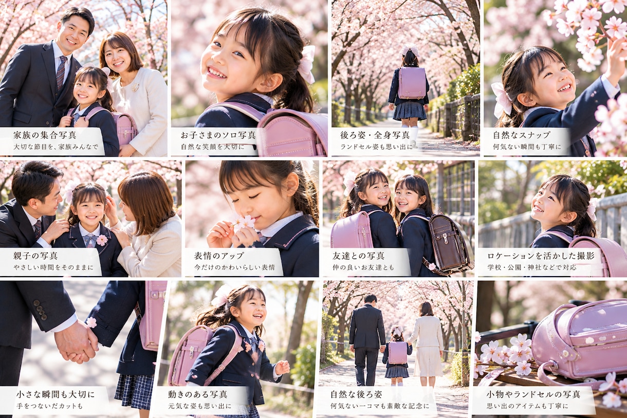 入学式・卒業式の家族写真を出張撮影します ランドセル姿も家族の笑顔も、自然に残します イメージ2